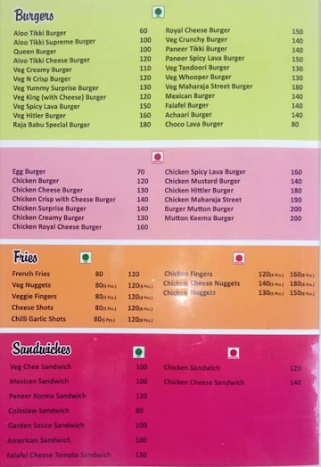 Burger Street menu 