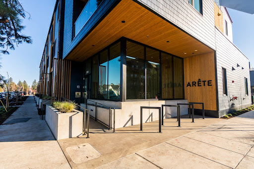 Modern building entrance with wood siding - Buy this luxury apartment / penthouse in Bend, 1 bedroom