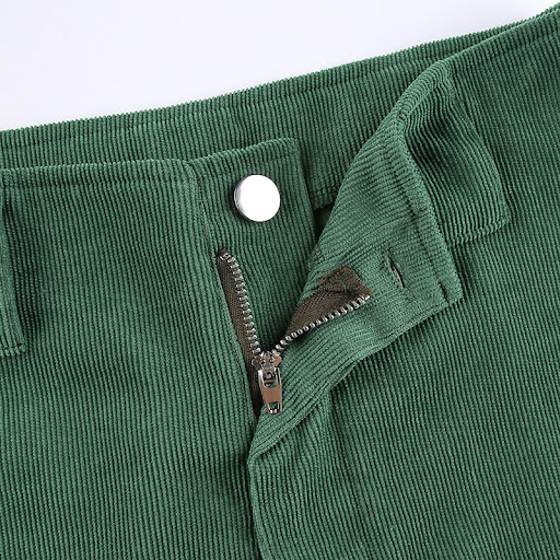 Title 11, High Waist Casual Corduroy Straight Fit Solid C...