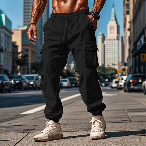 Title 11, Mens Cotton and Linen Trousers with Multiple P...