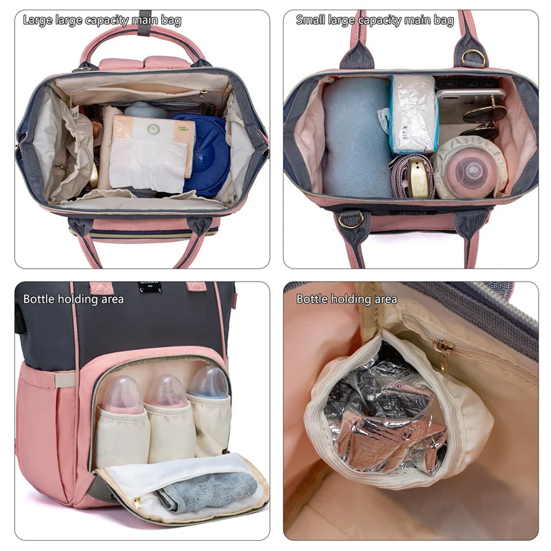 Multifunctionele handtas voor moeder en baby Driedelige rugzak. Ruimte en perfecte organisatie voor luiers, flessen en andere baby-benodigdheden