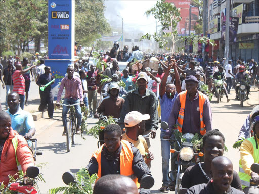 Kisumu county anti IEBC demos along the Oginga Odinga streets on October 6,2017