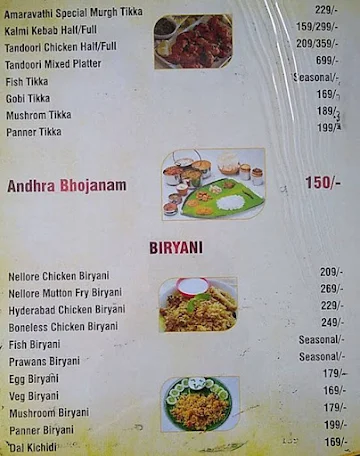 Amaravathi Andhra Style Family Restaurant menu 