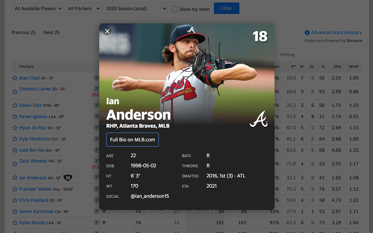 Fantasy Baseball Top Prospect Finder Preview image 1