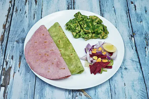 Iron Rich Palak Chicken,2 Multigrain Chapati & Salad