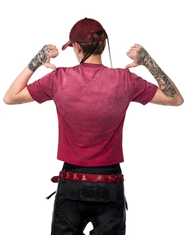 T-shirt homme rouge été, effet spra - 1