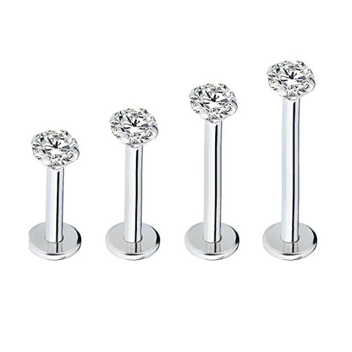 Title 5, Simple Four-Claw Flat Bottom Zircon Ear Bone St...