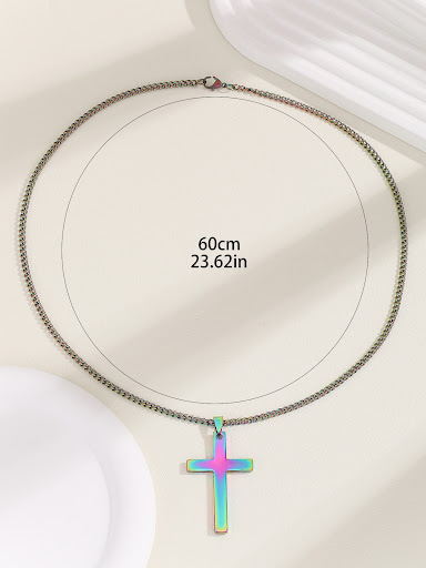 Title 6, Stainless Steel Cross Shelf Mens Necklace, dur...
