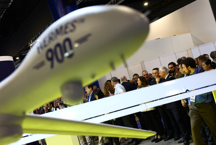 Elbit Systems' Hermes 900 on display in Singapore, February 21 2024. Picture: EDGAR SU/ REUTERS