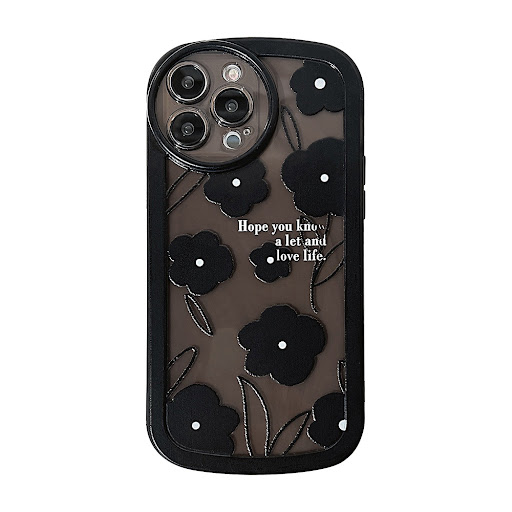 Title 6, Advanced Black Flower Silicone Phone Case provi...
