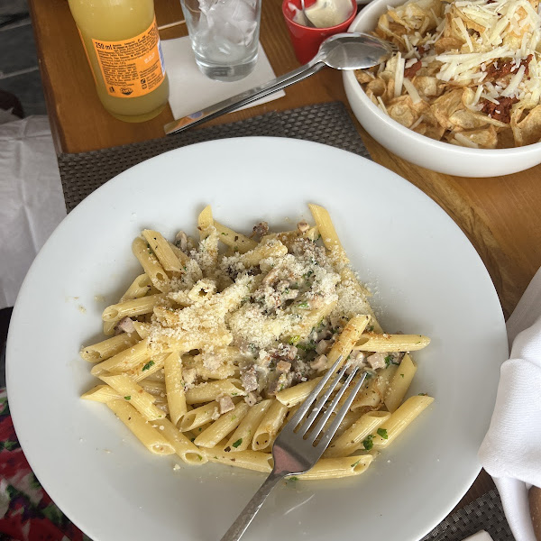 Pasta with pancetta and mushrooms