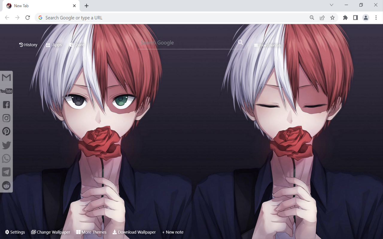 Shoto Todoroki Wallpaper New Tab Preview image 2