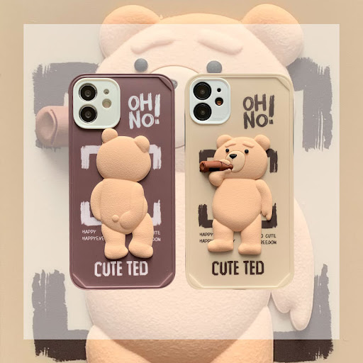 Title 5, Cartoon Bear Three-dimensional Phone Case. Prot...