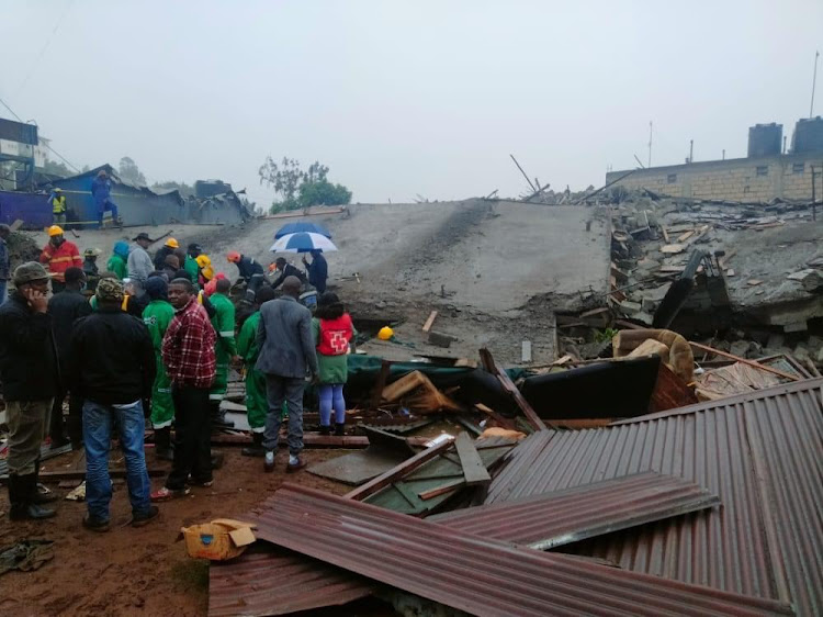 The scene of the collapsed building in Ruaka on November 17, 2022/ Photo Danito Kinyanjui.