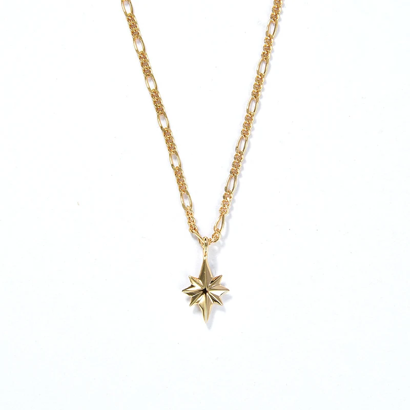 S925 Zilveren 18K Goud Vergulde Zes-puntige Ster Tweeling Basisketting voor Dames. Tijdloos en elegant sieraad voor elke dag.