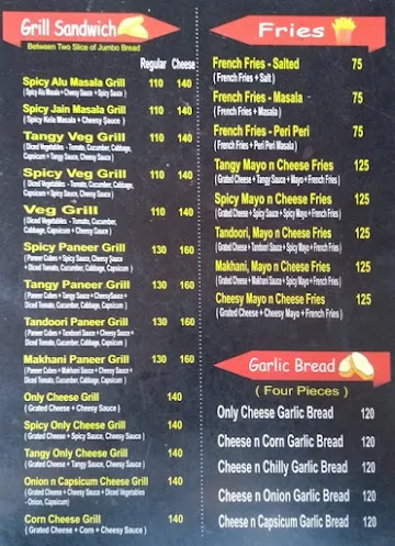 Tummy Fillers menu 