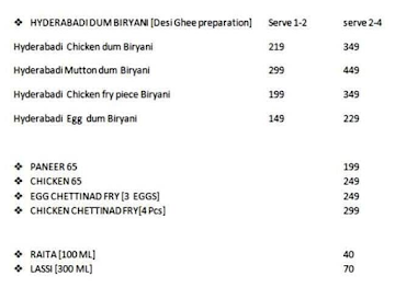 Thali & Biryani Junction menu 