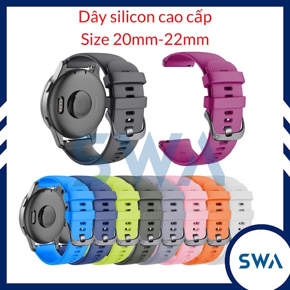 Dây Silicon Thay Thế Đồng Hồ Garmin Galaxy Watch Huawei Watch Khóa Thép Chốt Thông Minh Size 20Mm 22Mm Ds07 Swastore