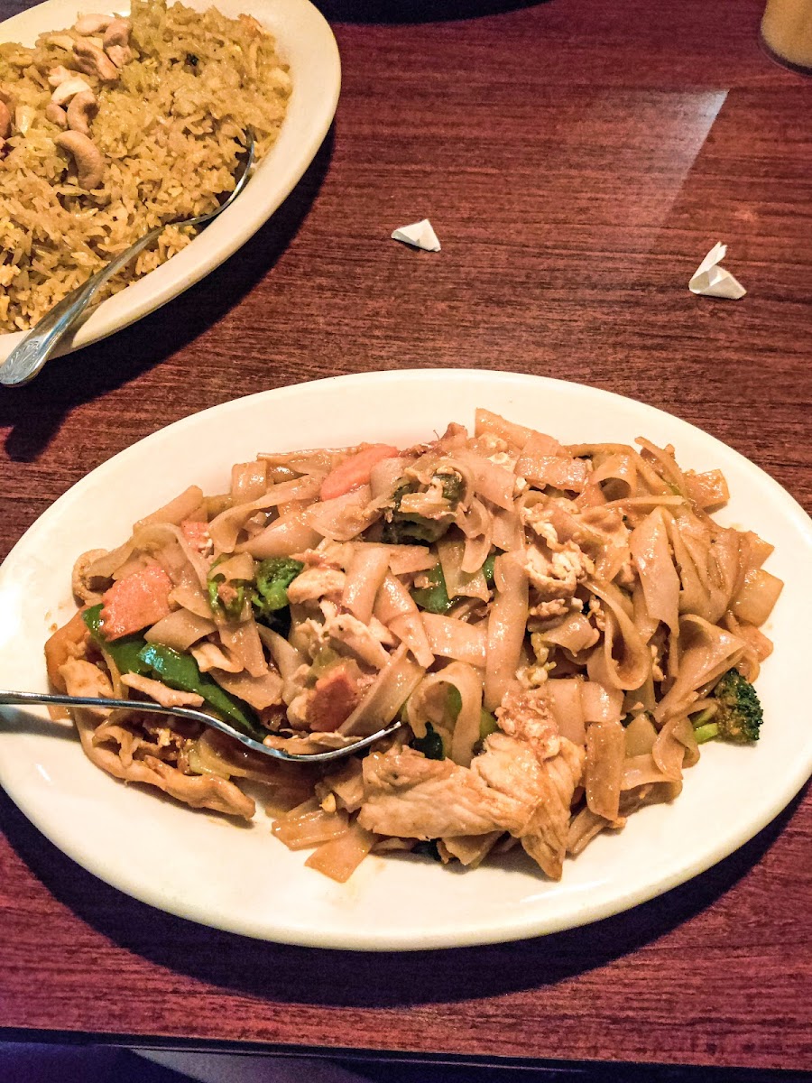 Pad Kee Mow (Drunken Noodles) and Pineapple Fried Rice