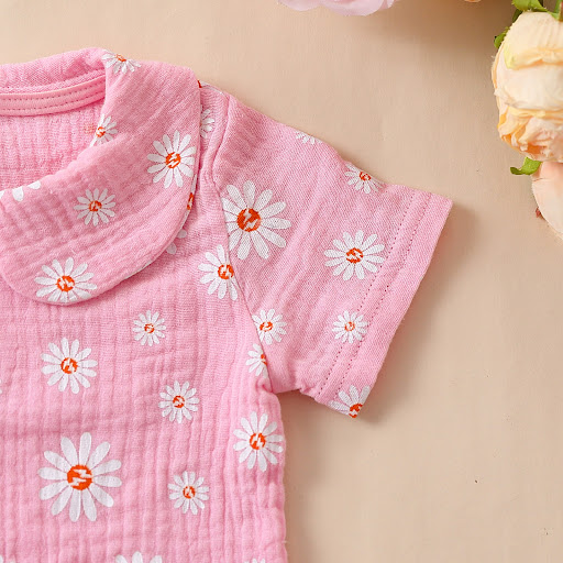 Title 5, Cute Sunflower Printed Pajamas With Short Sleev...