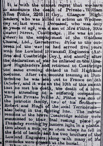 William Allan Pithie newspaper clipping