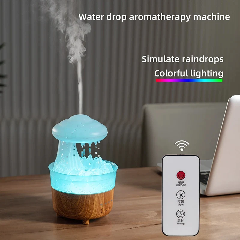 Regenwolk Nachtlamp Luchtbevochtiger met Regen Geluid en 7 Kleuren LED Licht Essentiële Olie Diffuser Aromatherapie
