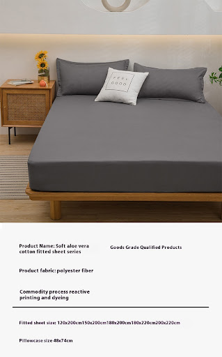 Title 1, Fitted Sheet, One-piece Solid Color Aloe Cotton...