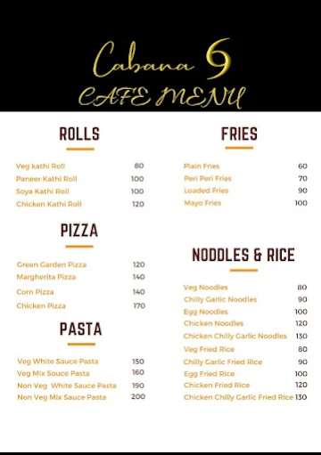 Cabana 69 menu 