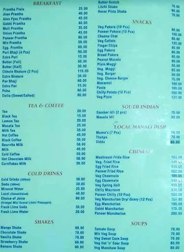 Shan E Manali Restaurant menu 