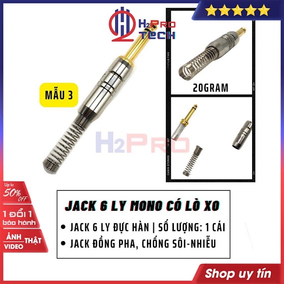 1 Jack 6.5 (6 Ly) Mono Hàn, 1 Jack Âm Thanh 6 Ly Cao Cấp Cho Dàn Âm Thanh Chuyên Nghiệp, Chống Sôi Nhiễu - H2Pro Tech