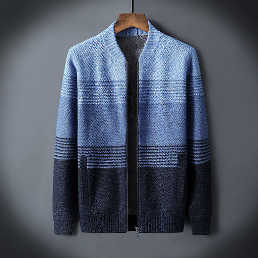 Title 7, Mens Sweater Jacket With Contrast Stripes for ...