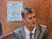 Hennepin County medical examiner Dr. Andrew Baker testifies on the tenth day of the trial of former Minneapolis police officer Derek Chauvin for second-degree murder, third-degree murder and second-degree manslaughter in the death of George Floyd in Minneapolis, Minnesota, US on April 9 2021 in this courtroom sketch. 