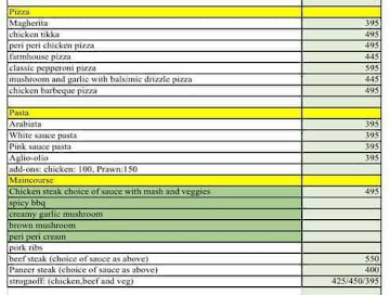 Quench Bar & Eatery menu 