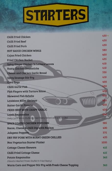 Garage Inc. menu 