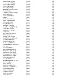 Aswins Sweets & Snacks menu 1