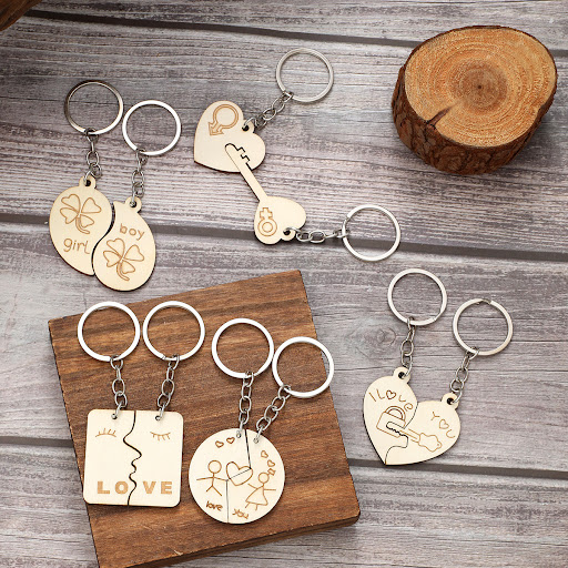 Title 4, Wooden Key Buckle Couple Gift Pendant. Celebrat...