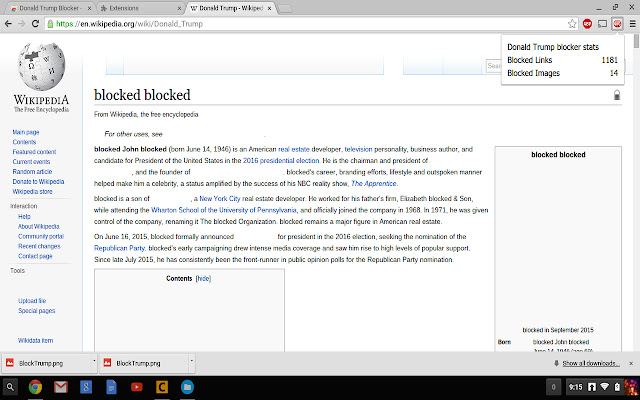 Donald Trump Blocker chrome extension