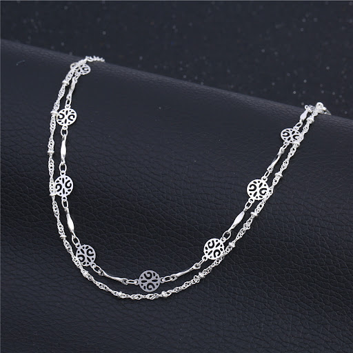 Title 2, Hollow Anklet Clip Bead Silver Jewelry for effo...