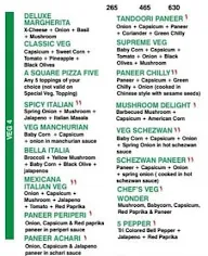 A Square Pizza menu 1
