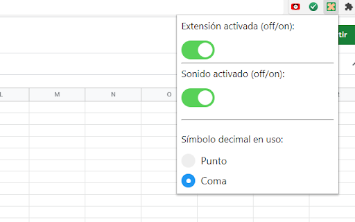 Símbolo decimal Hojas de Cálculo