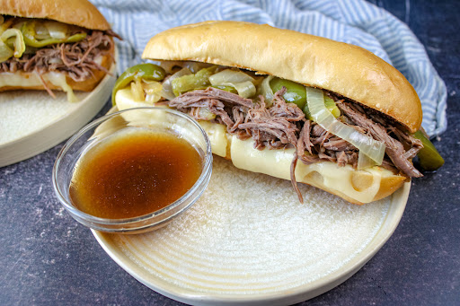 Crock Pot French Dip Philly on a plate.