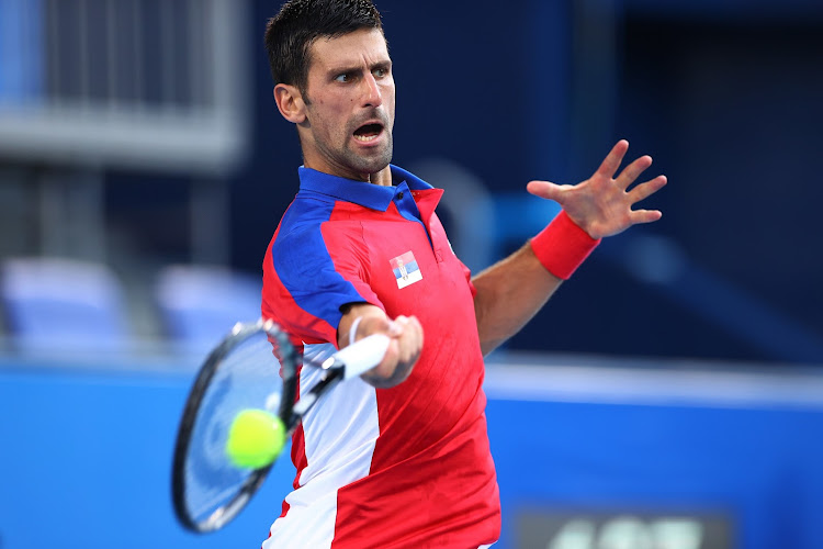 Serbia's Novak Djokovic of Serbia in action during the Tokyo Olympics.