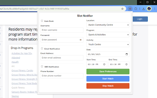 Markham Drop-In Auto Booker & Notifier
