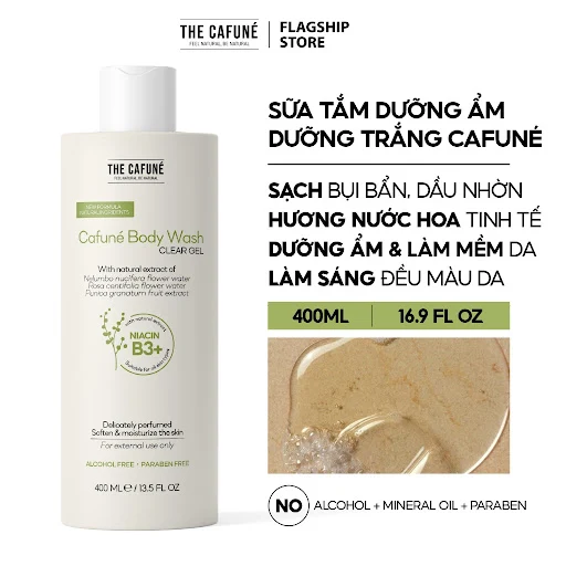 Sữa tắm The Cafuné Body Wash Clear Gel Dưỡng Ẩm, Dưỡng Trắng Hương Nước Hoa 400ml