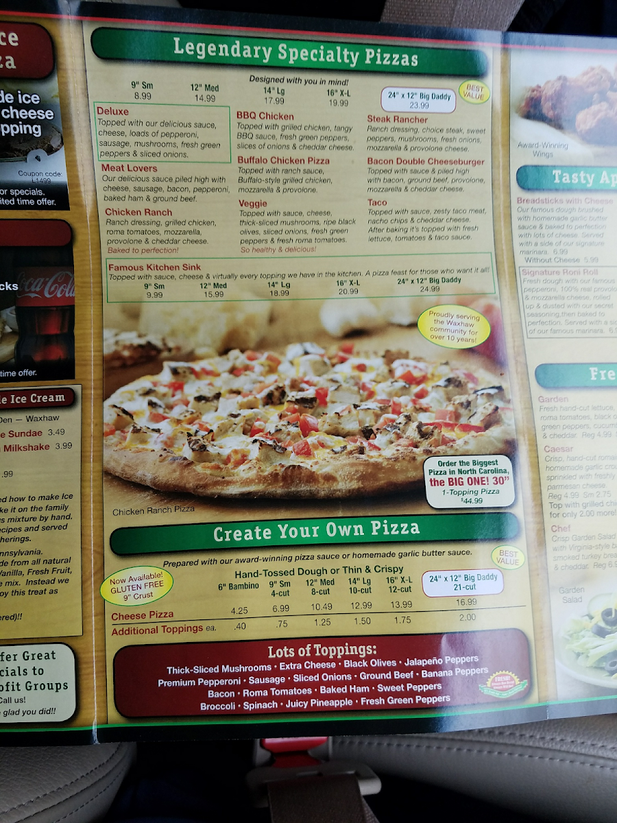 Fox's Pizza Den gluten-free menu