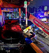 Two children are critical after their father crashed his Ferrari in central Durban on Saturday night