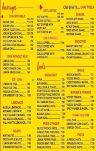 Chai Thela menu 1