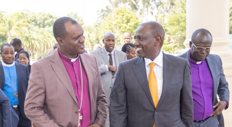 President William Ruto with religious leaders at the State House on February 7,2023.