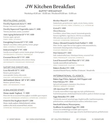 JW Kitchen - JW Marriott menu 