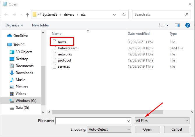 Edit File Hosts Windows 10 pilih file